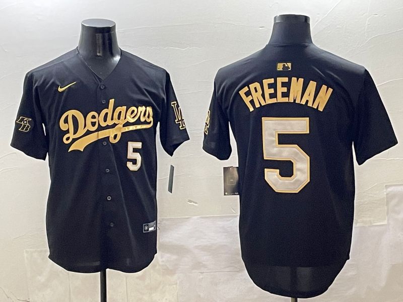 Men Los Angeles Dodgers #5 Freeman Black Gold Nike 2025 MLB Jersey style 4254